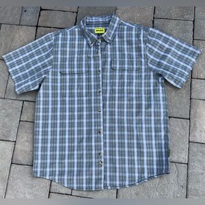 Brazos Gray Plaid Men's Short Sleeve Work Shirt